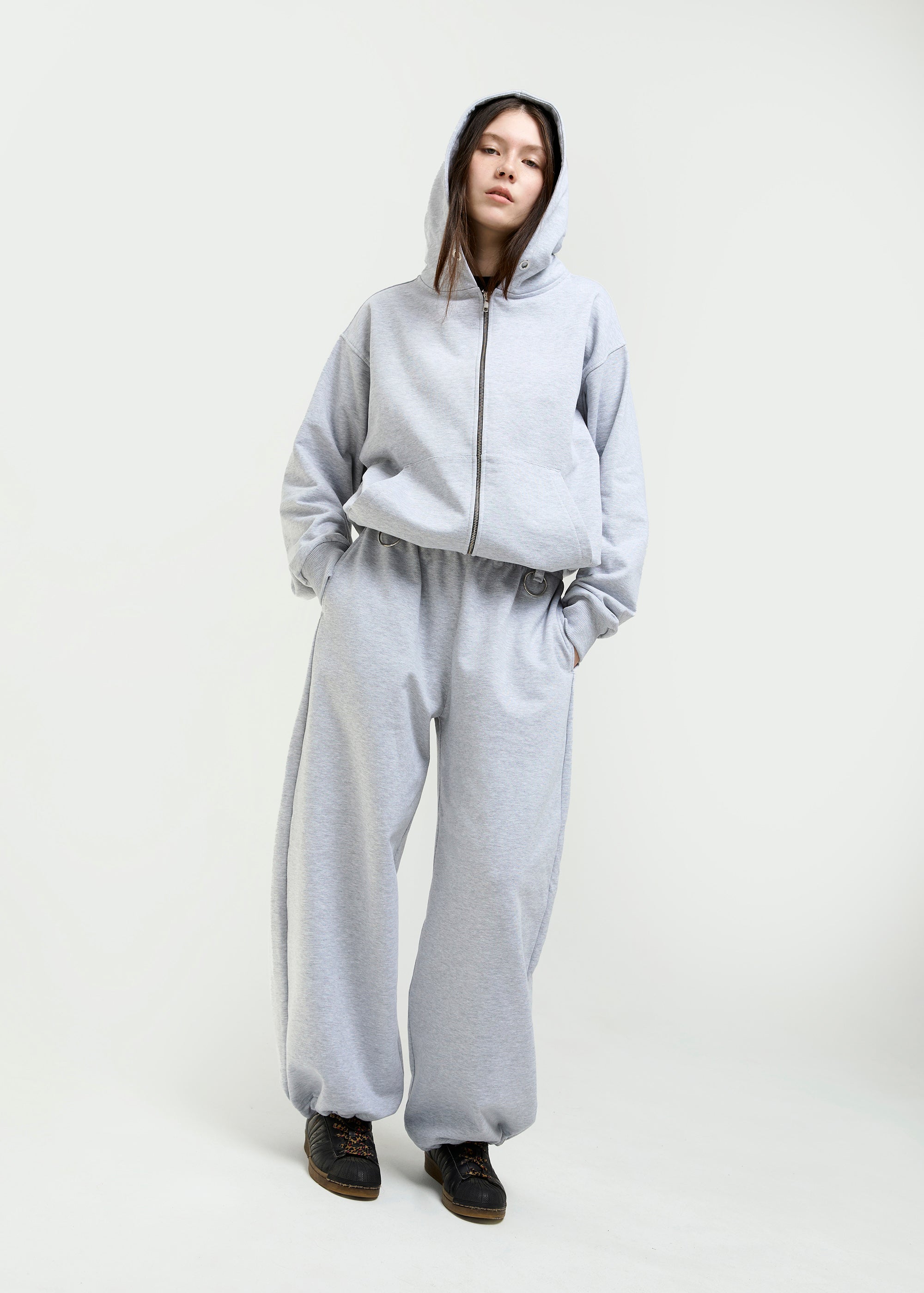 BASIC & BUBBLE melange zipped set