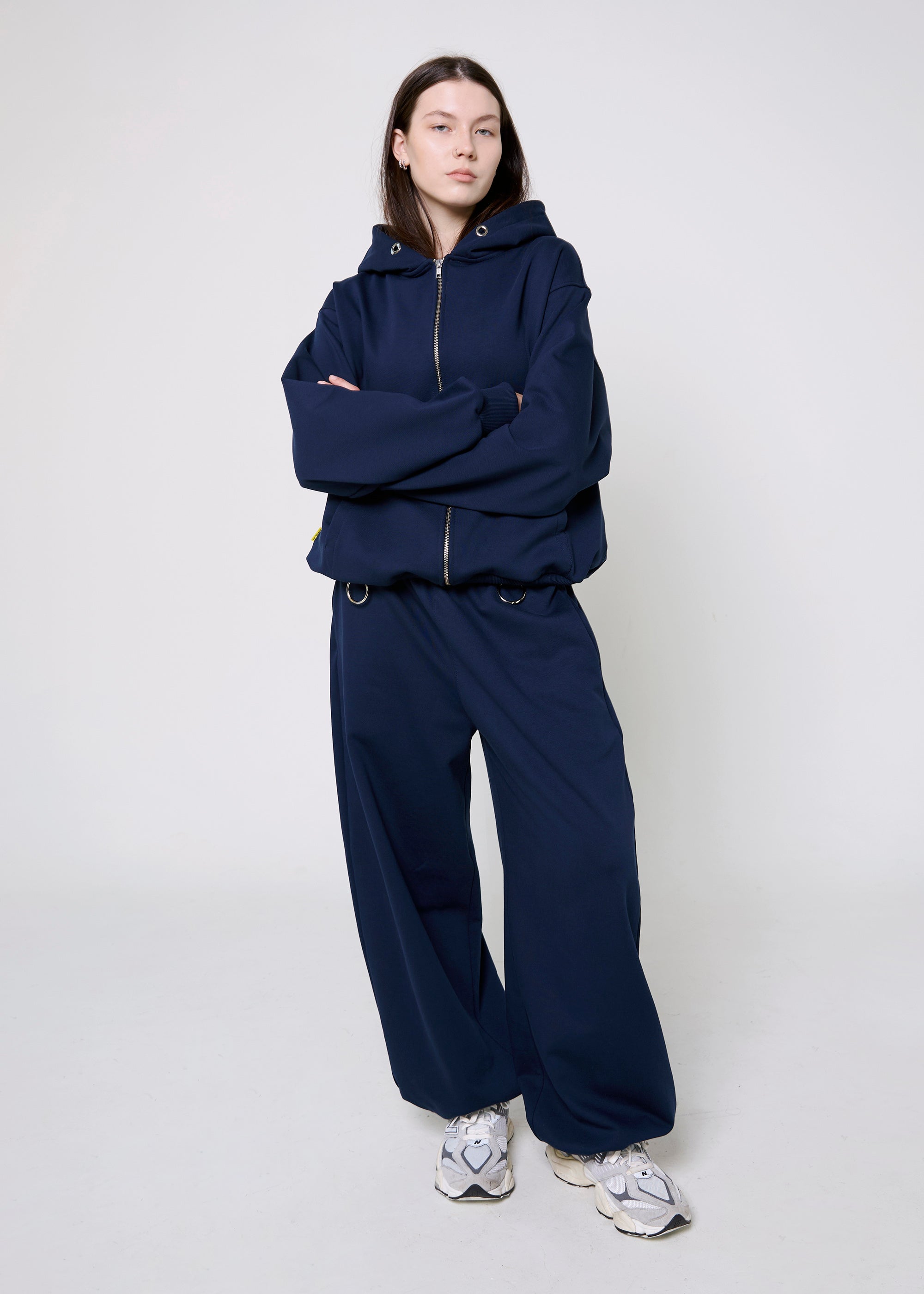 BASIC & BUBBLE navy zipped set