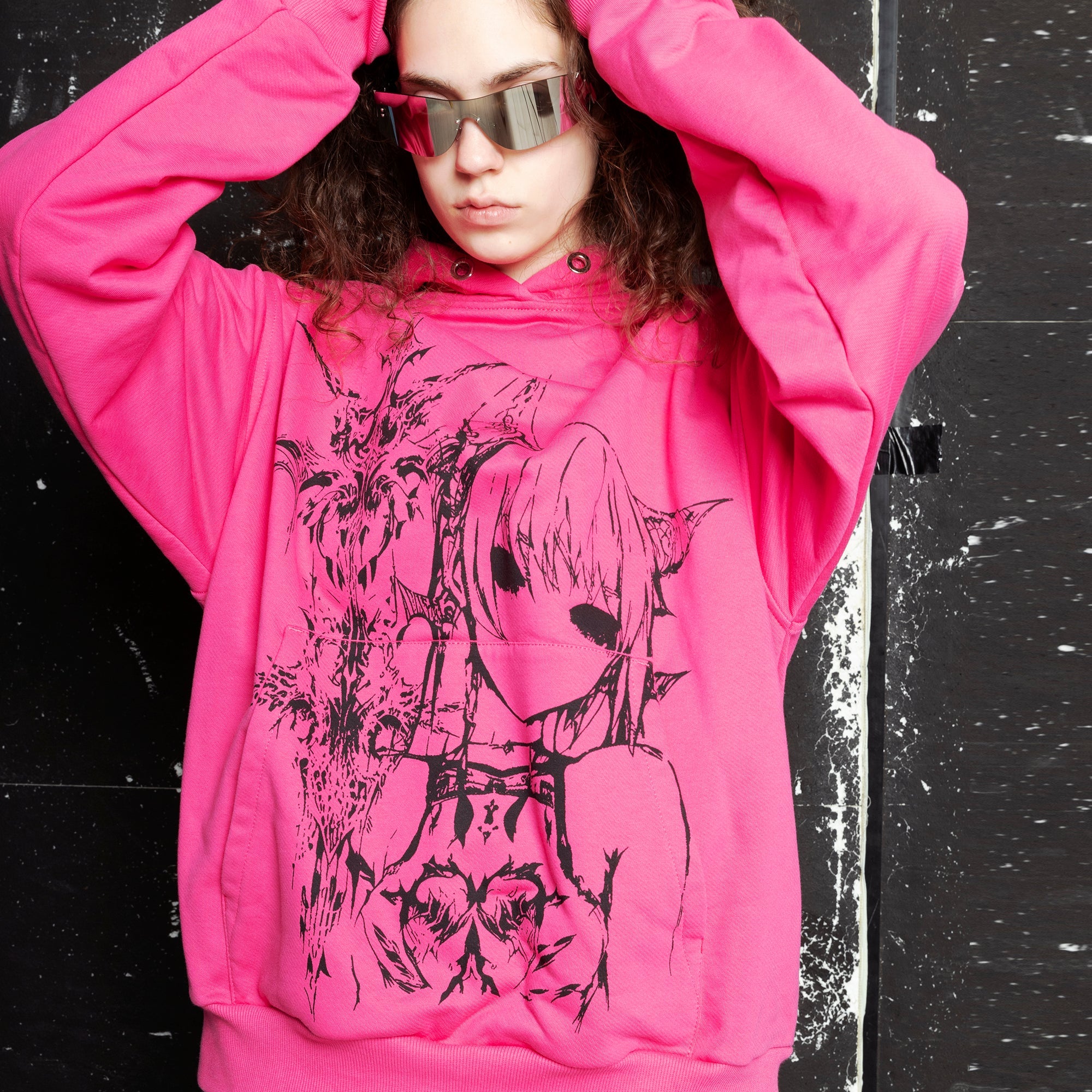 SAMPLE ANIME pink hoodie