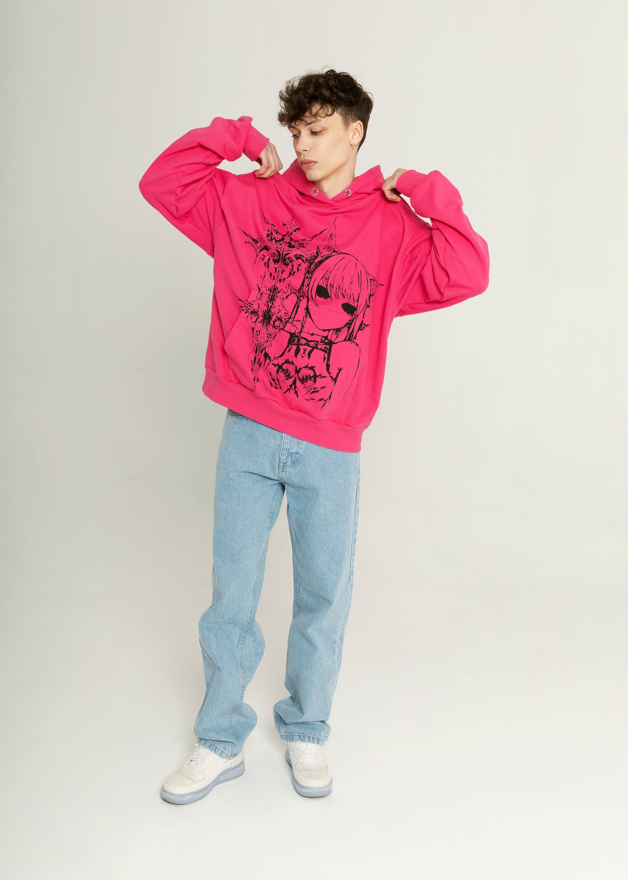 SAMPLE ANIME pink hoodie