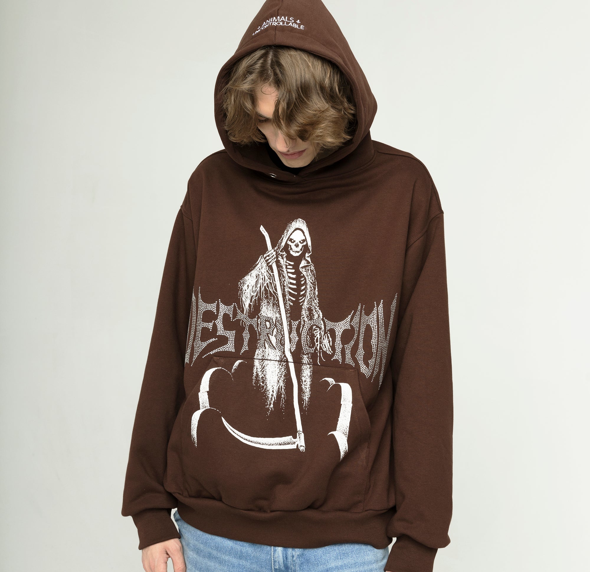 SAMPLE DESTRUCTION brown hoodie