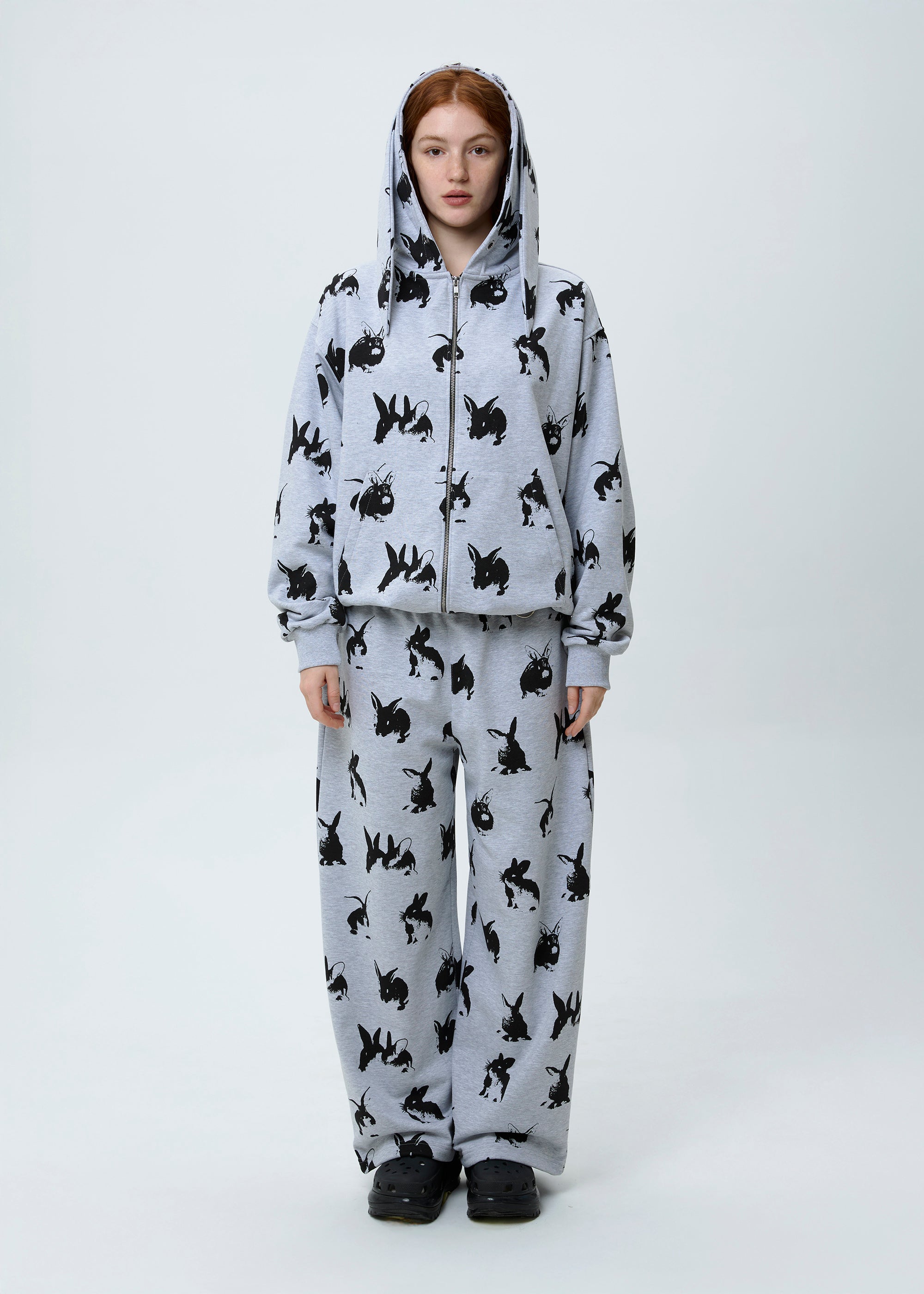 RABBIT grey zipped hoodie