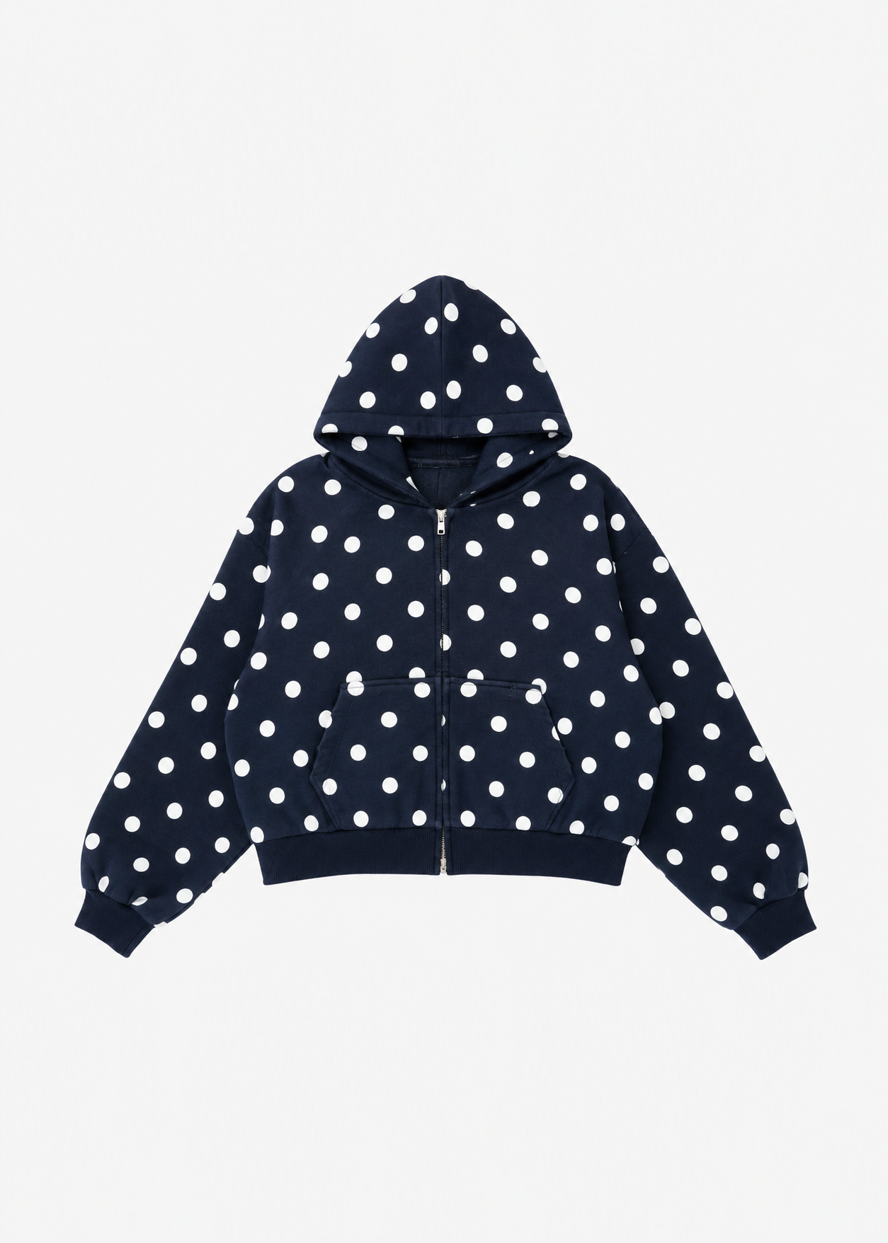 POLKA DOT navy zipped hoodie