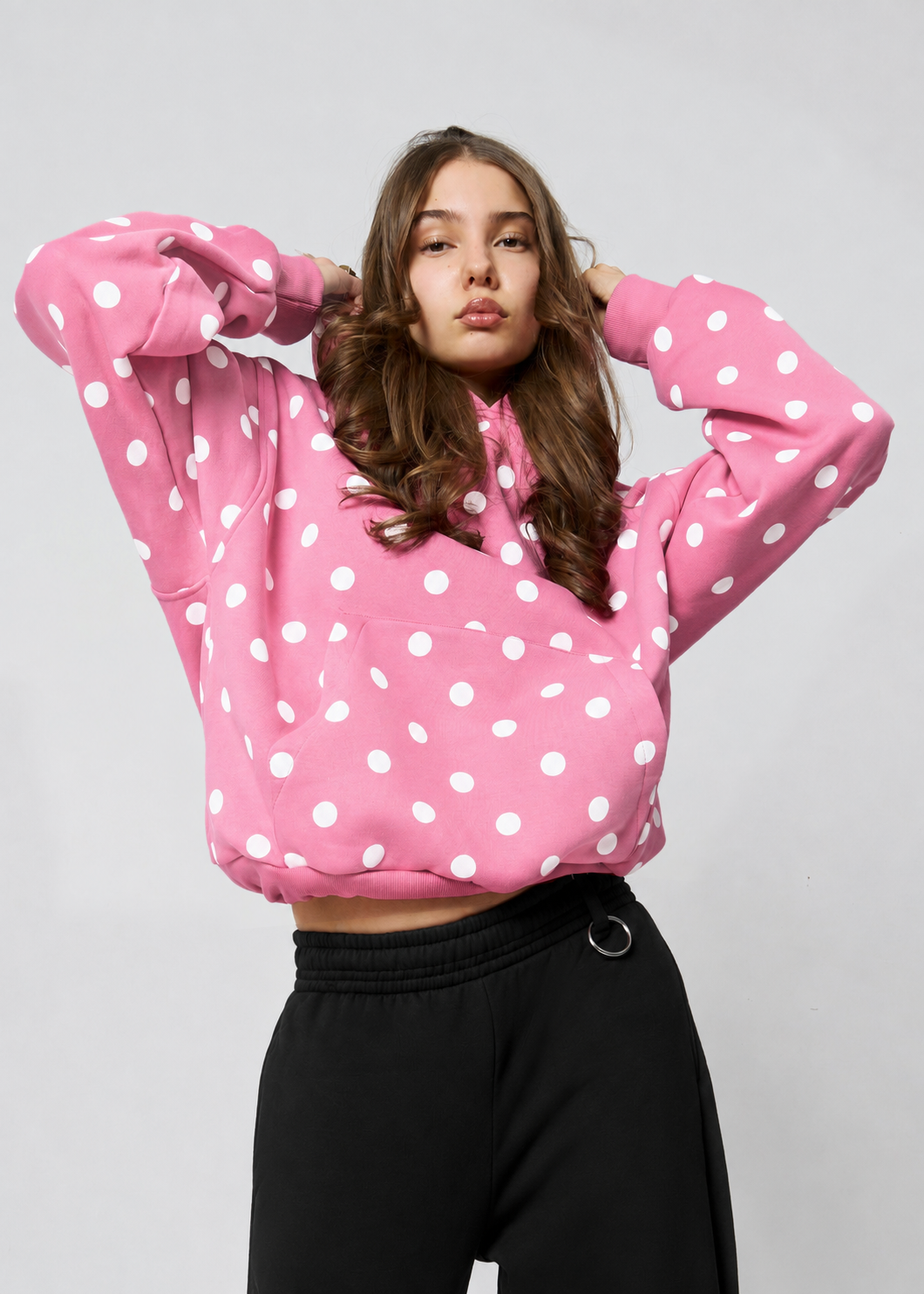 POLKA DOT pink hoodie