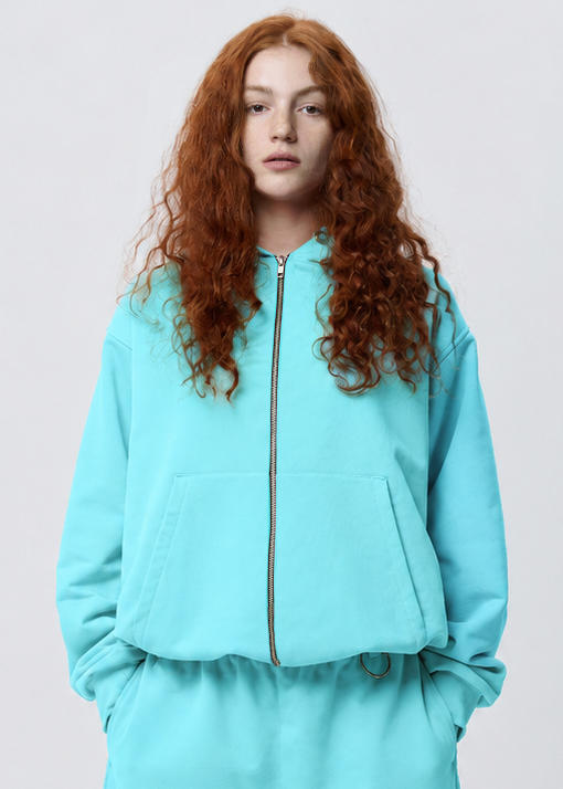 BASIC blue lagoon zipped hoodie