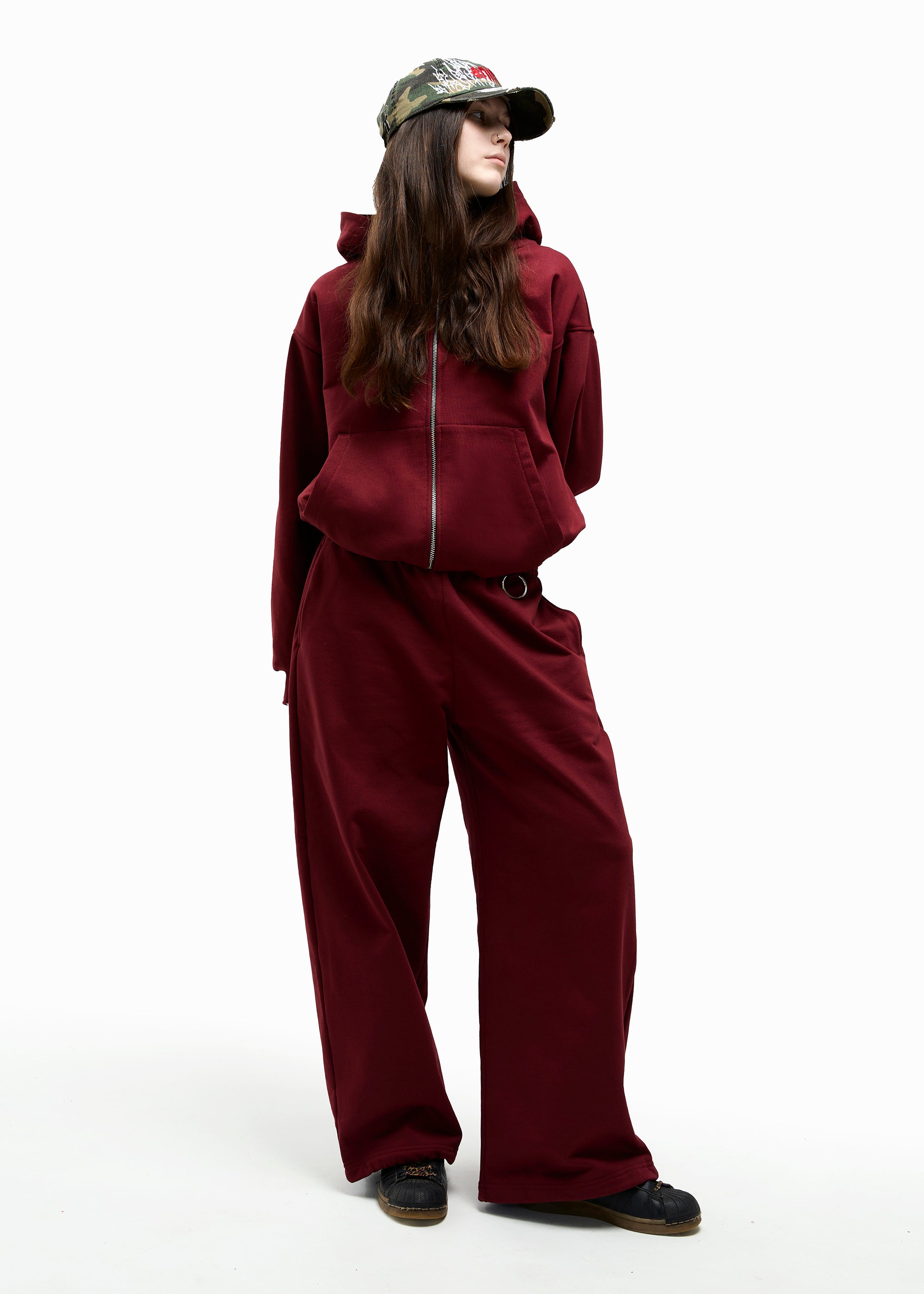 BASIC & BUBBLE burgundy zipped set