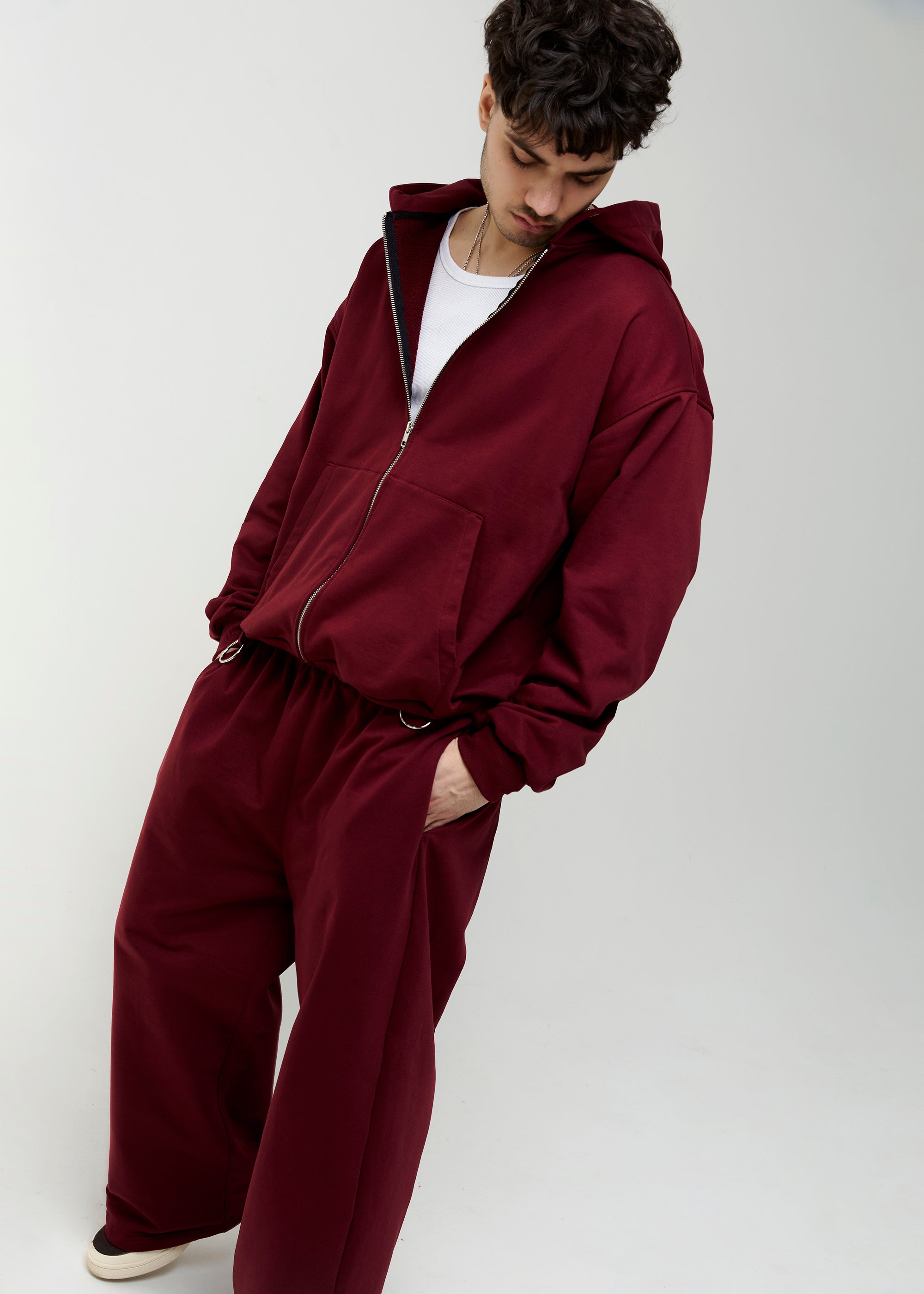 BASIC & BUBBLE burgundy zipped set