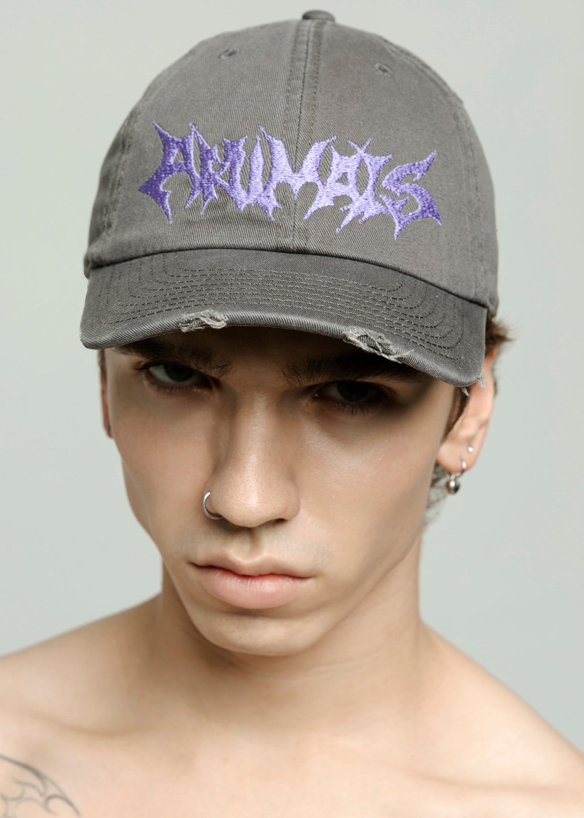 LOGO washed grey cap