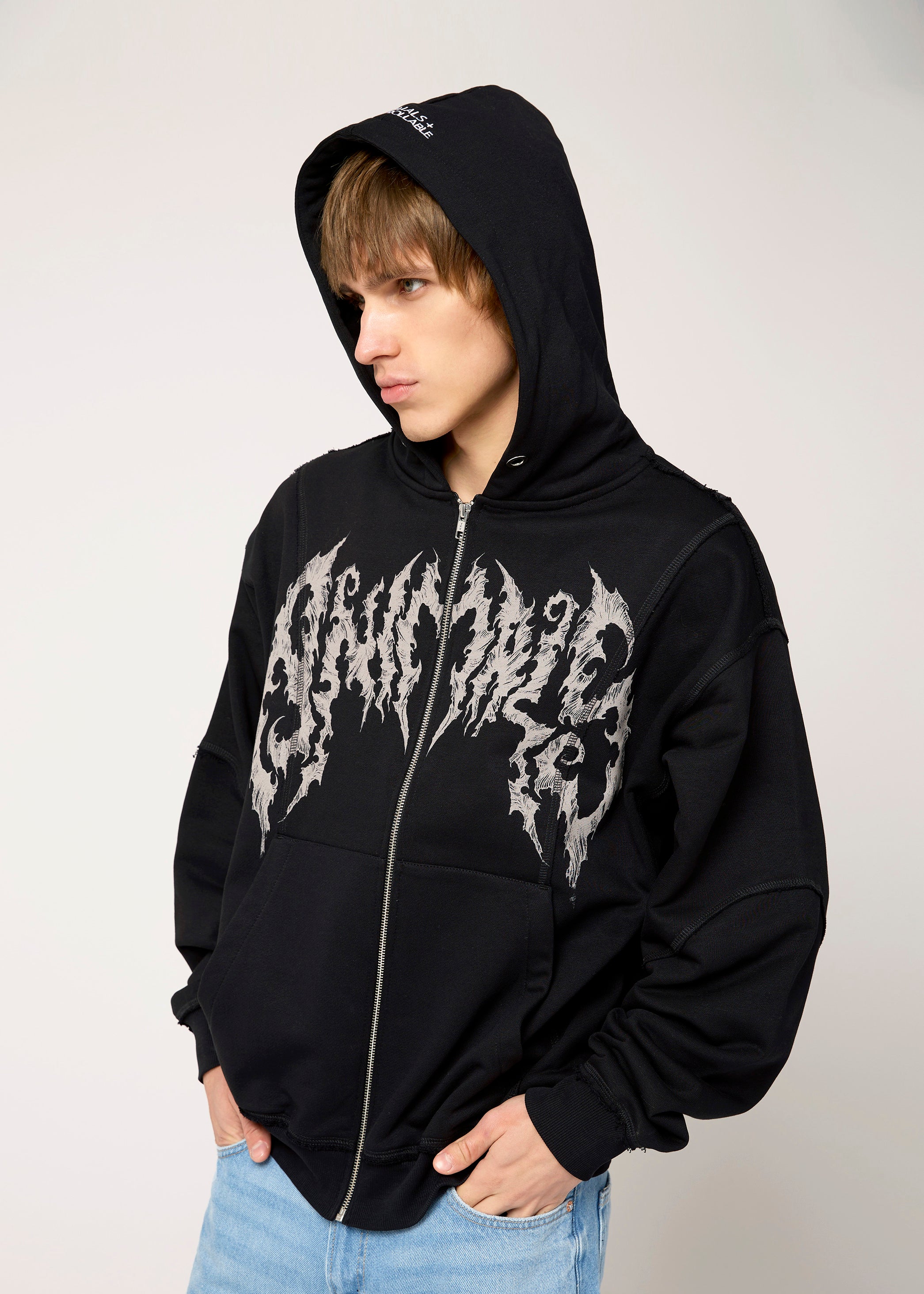 SPIKES zipped black hoodie