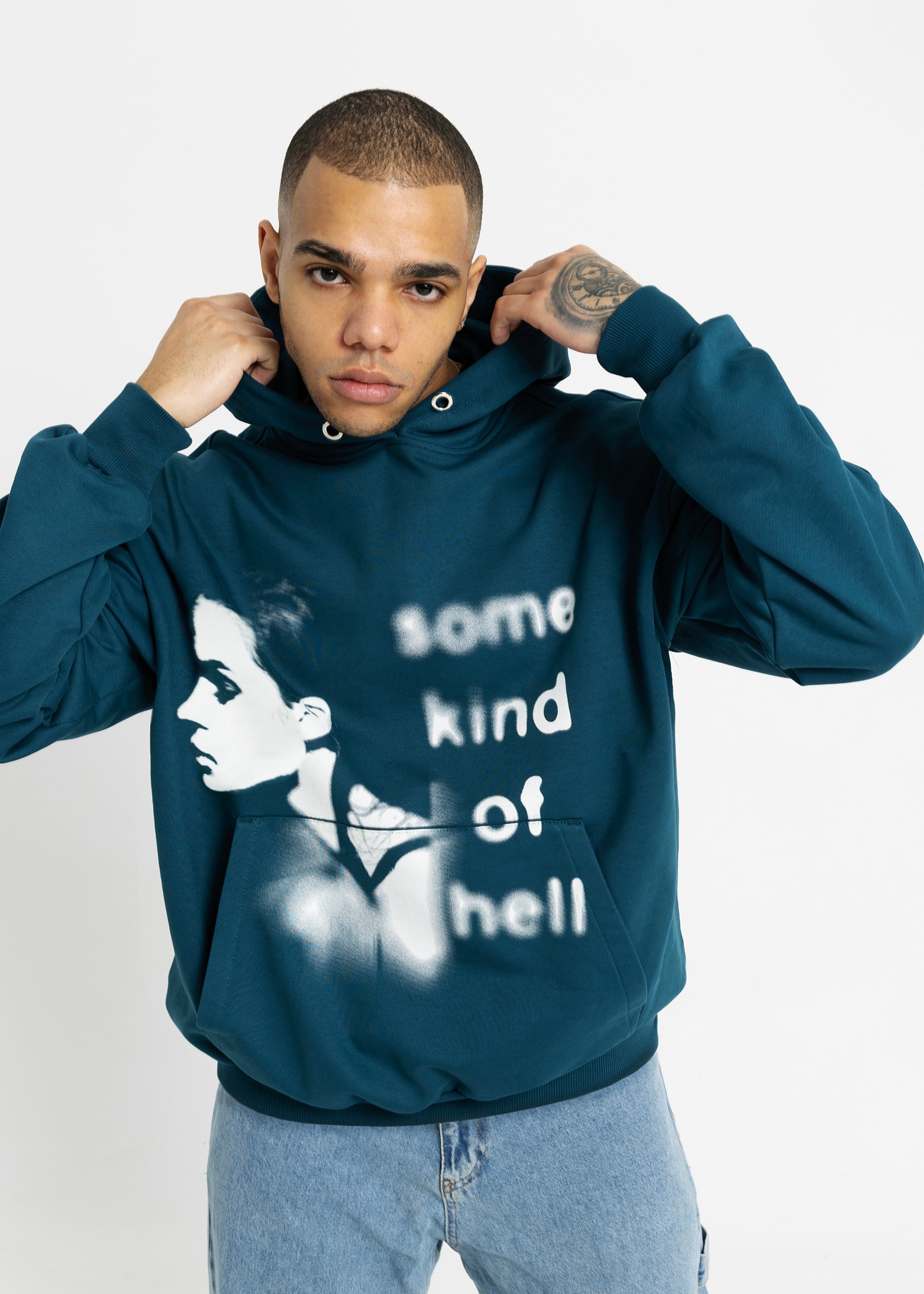 HELL teal hoodie