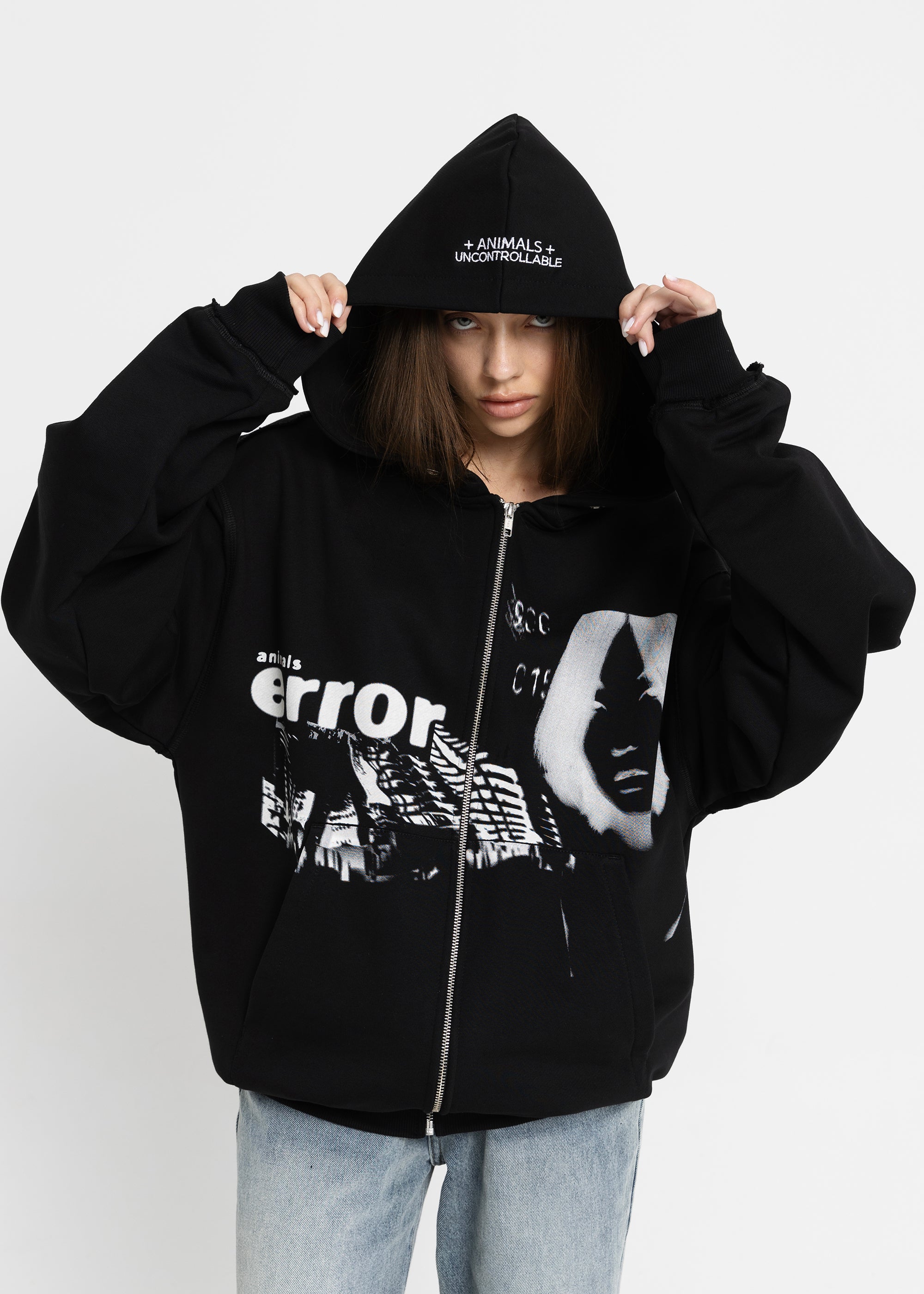 ERROR black zipped hoodie