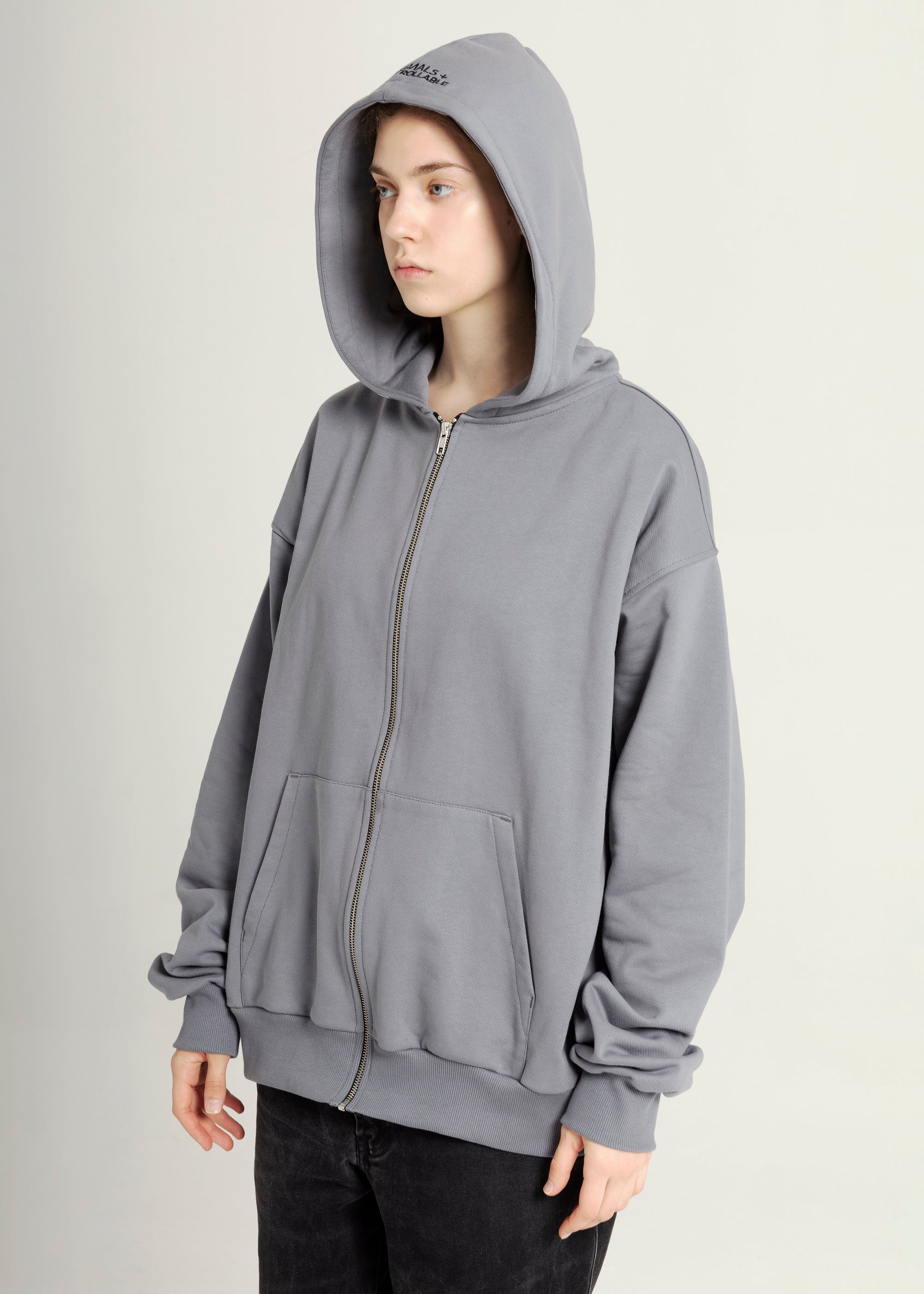 BASIC grey zipped hoodie