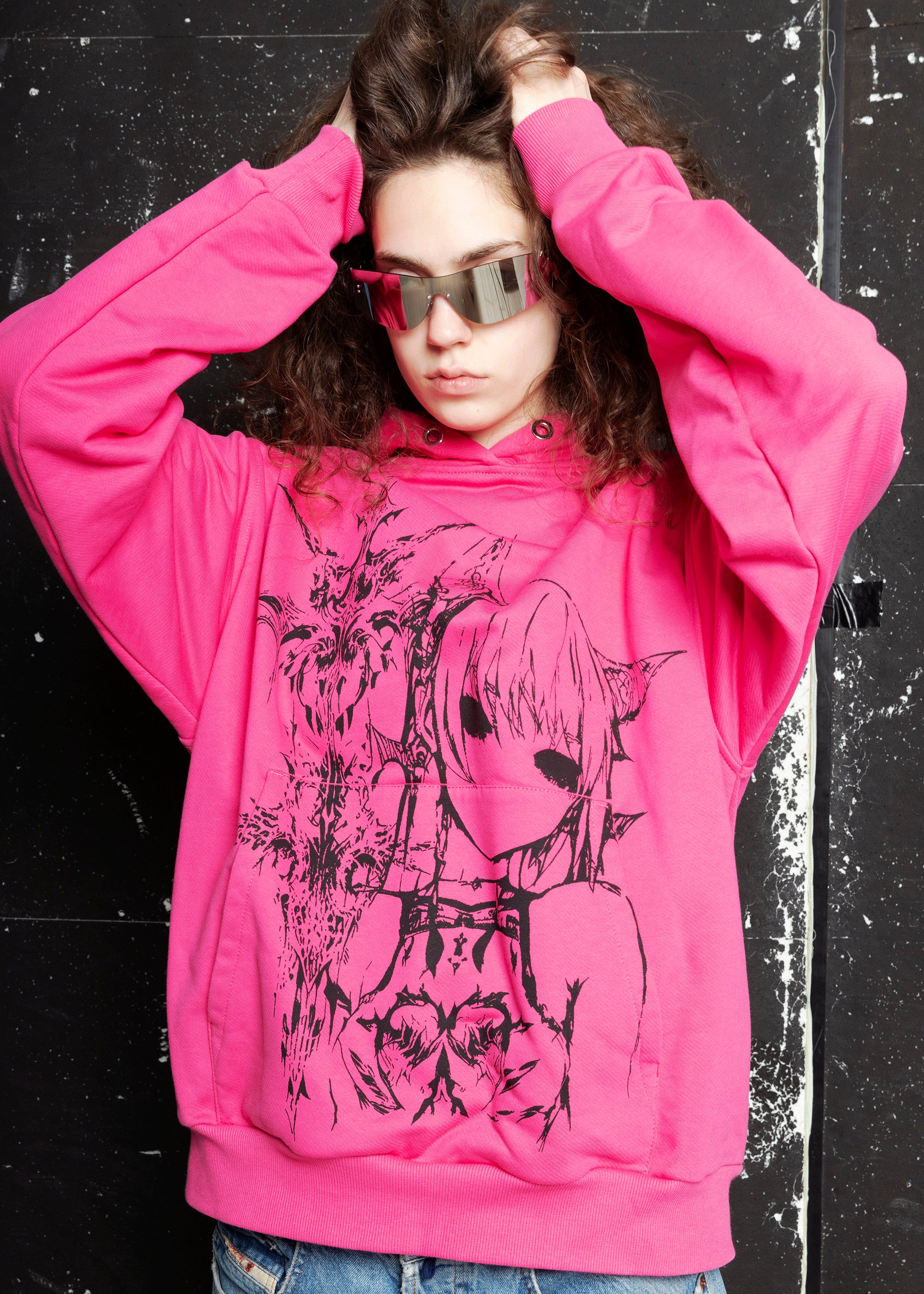 ANIME pink hoodie