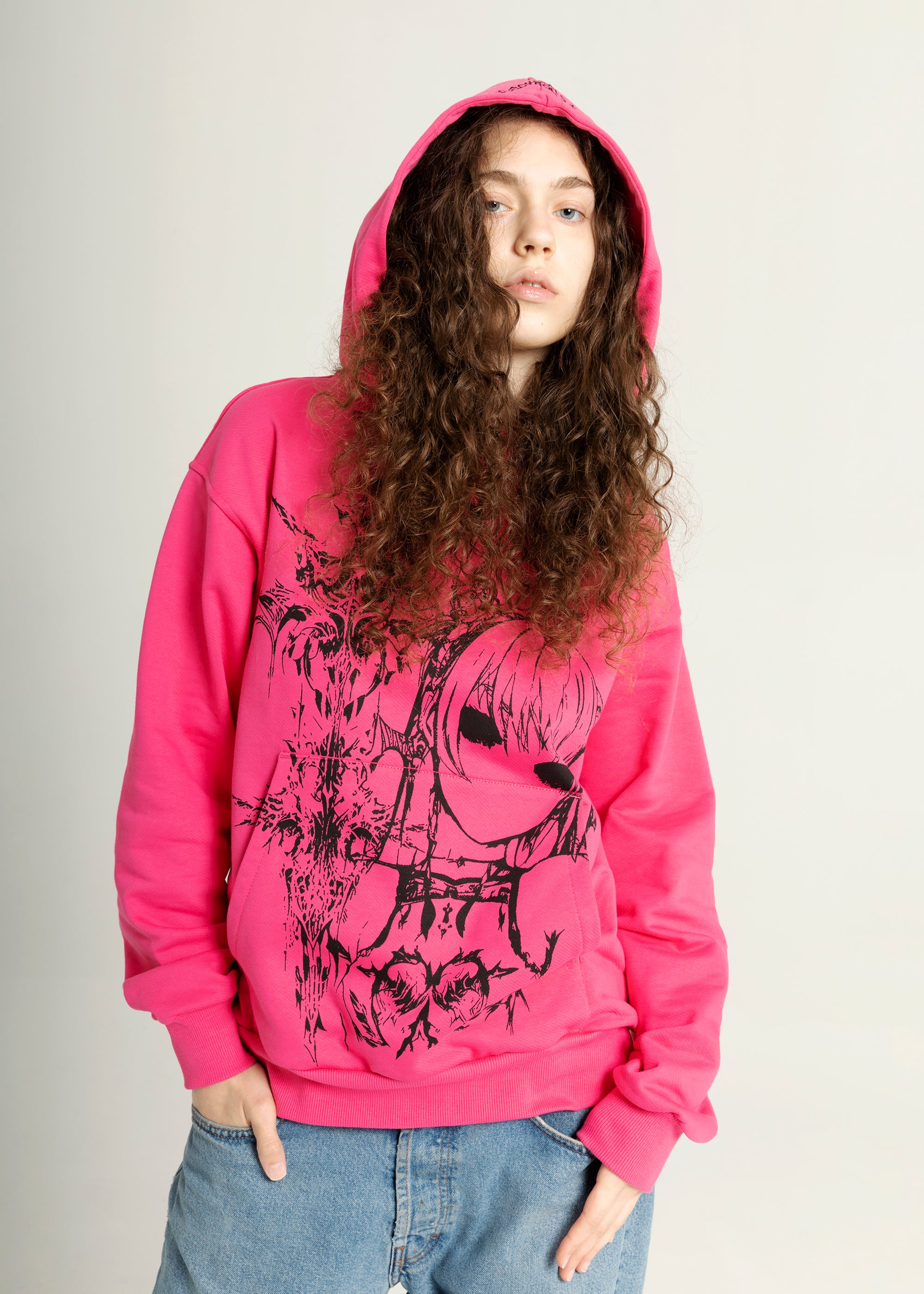 ANIME pink hoodie