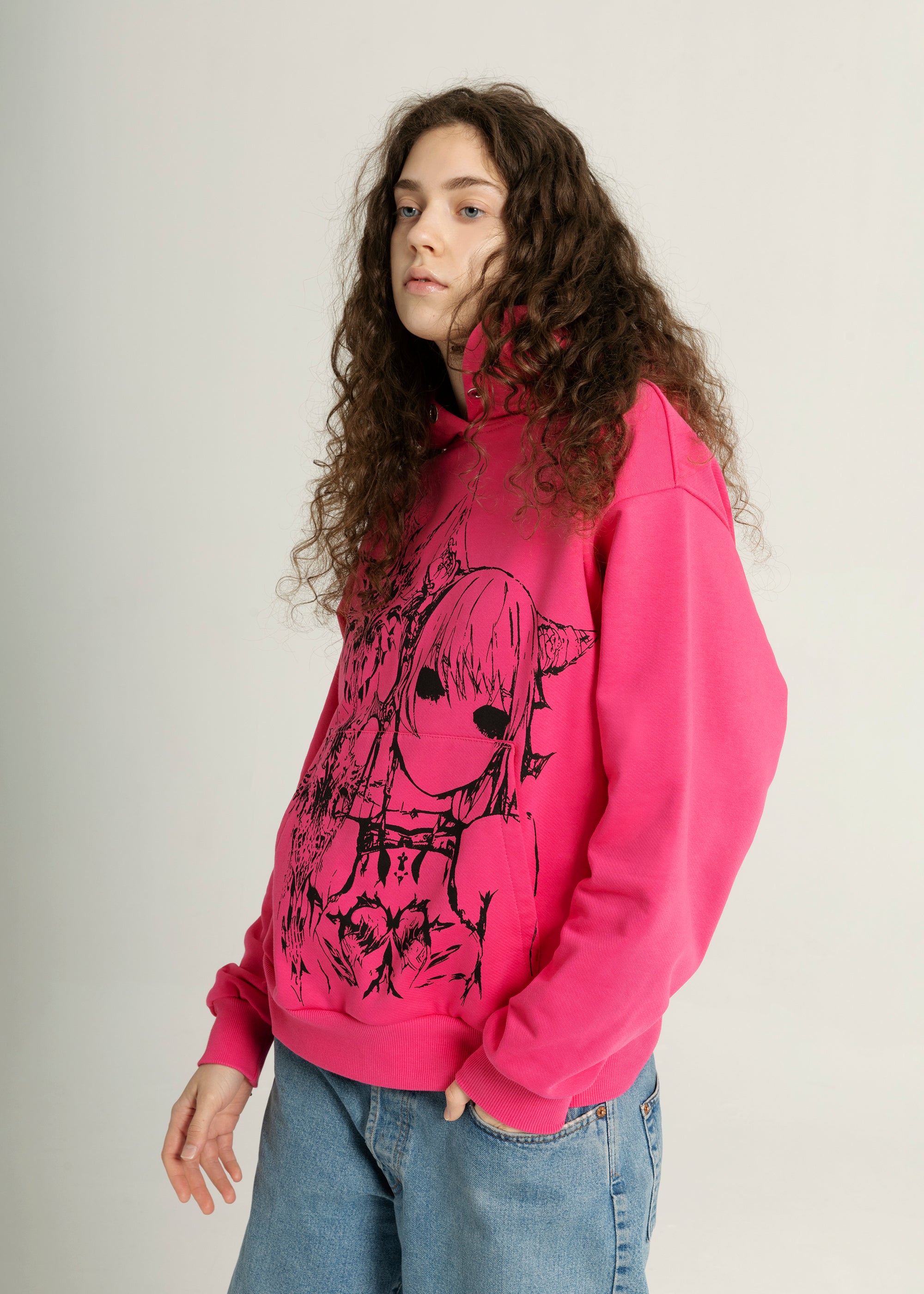 ANIME pink hoodie