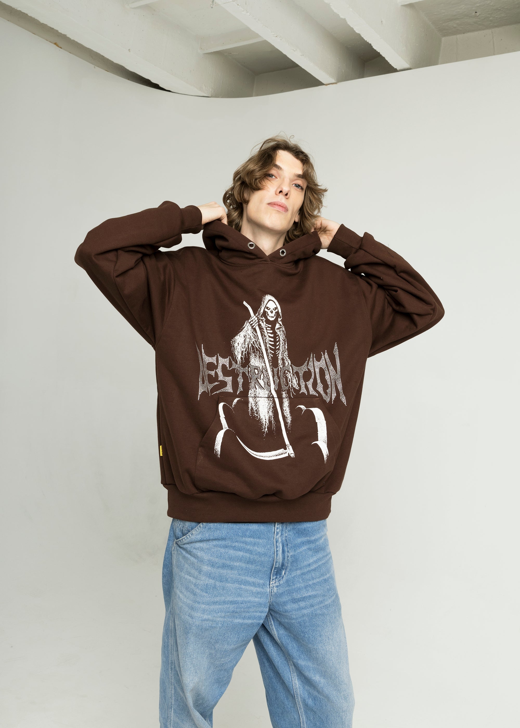 SAMPLE DESTRUCTION brown hoodie