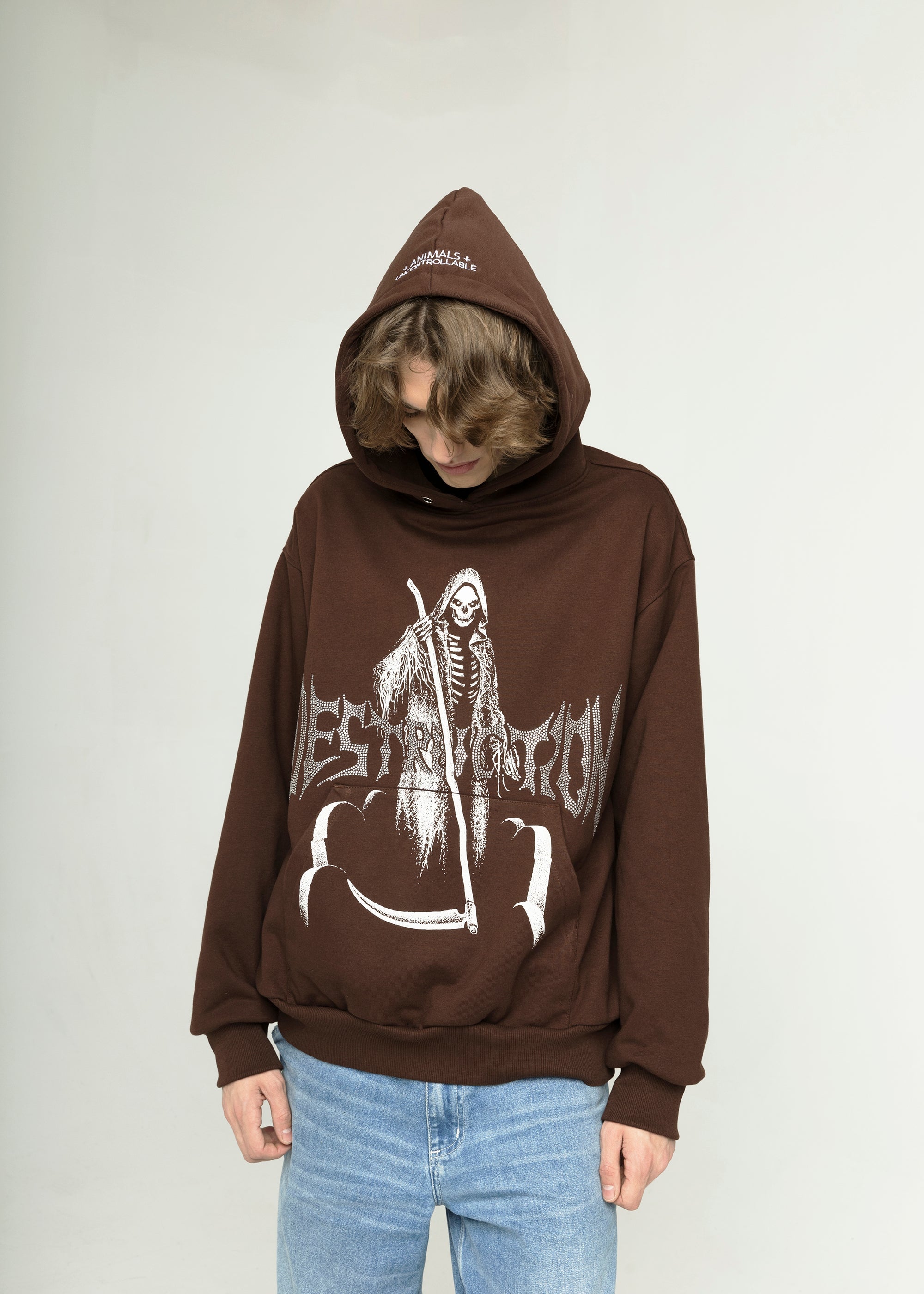 SAMPLE DESTRUCTION brown hoodie