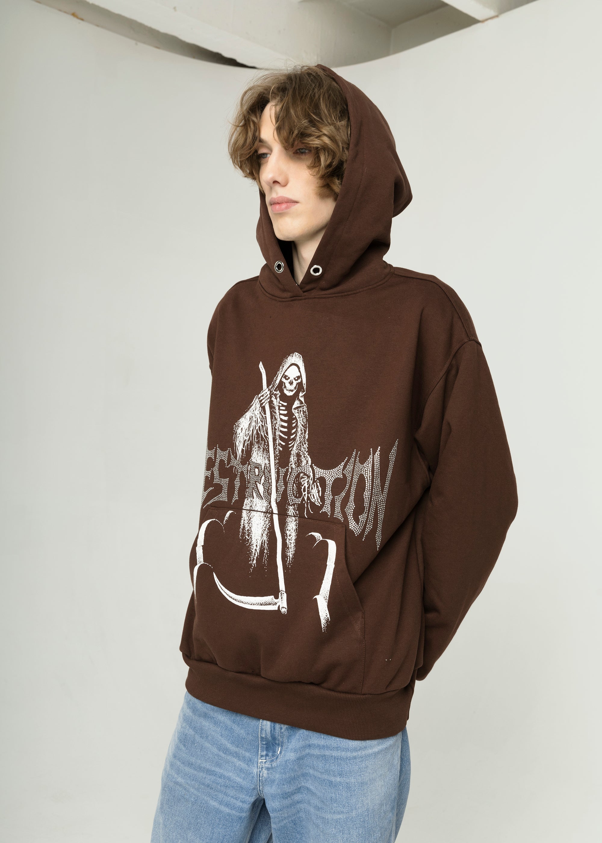 SAMPLE DESTRUCTION brown hoodie